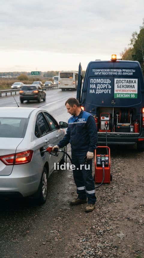 Срочная доставка бензина 92 и 95 в Москве: замена колеса